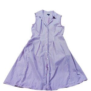 Gingham Sleeveless Button-Down Dress